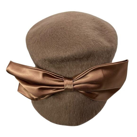 Vintage  Mahara Mohair wool Mid Century modern Ribbon Bow Audrey Hepburn Hat main image 3